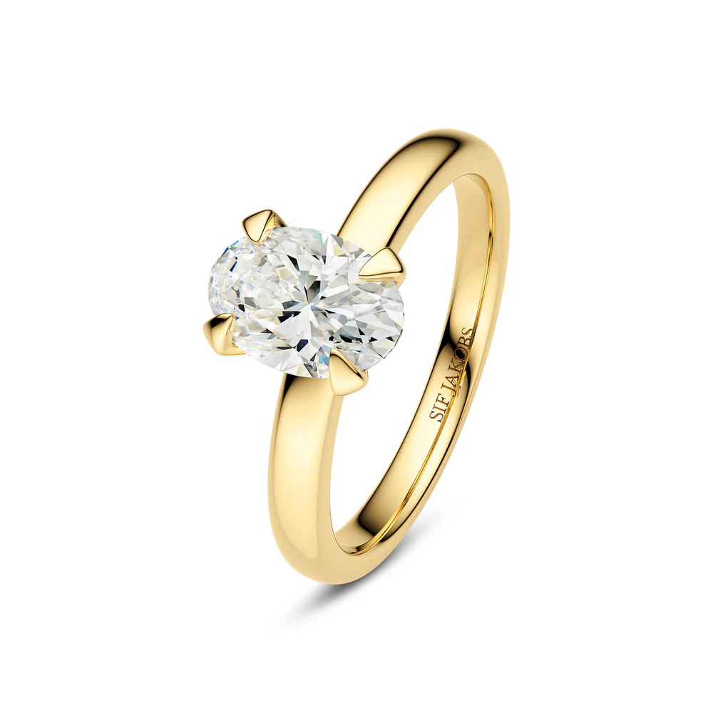Grace Oval Solitaire – 14 kt gull – Lab grown demantar