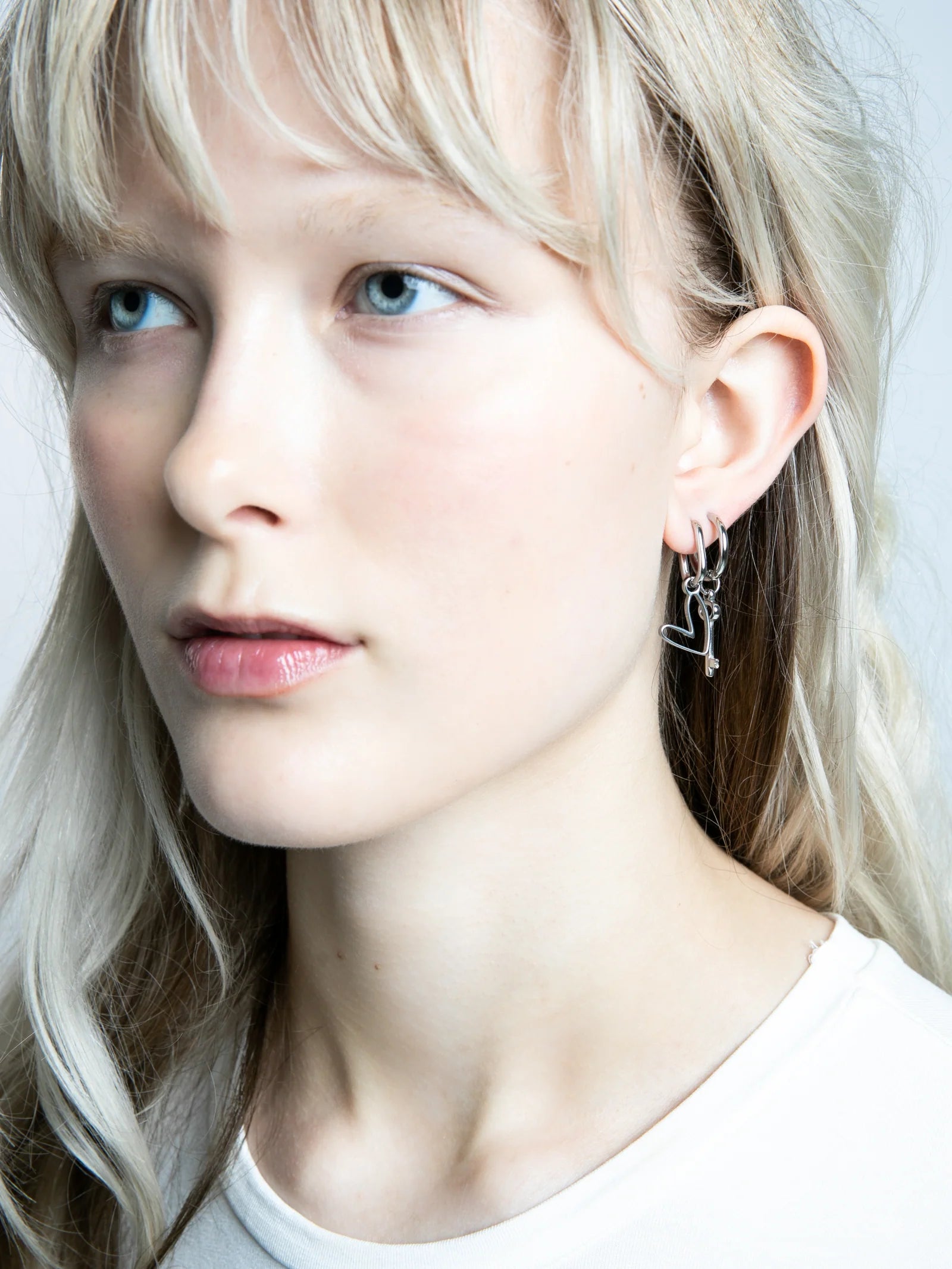 Steel Hoops Charm Earrings (stál)