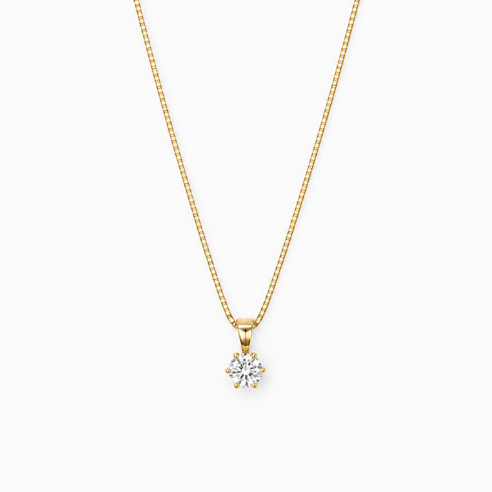 GULLHÁLSMEN – 14 KT – DEM 0,20 ct