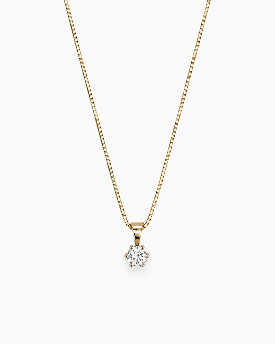 GULLHÁLSMEN – 14 KT – DEM 0,15 ct