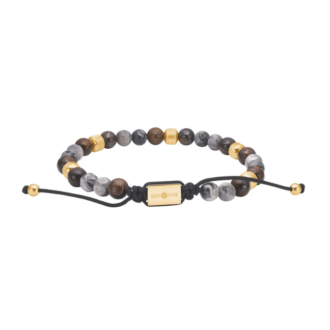 Armband – kortsteinn/ilmenít bronsítít - 6 mm