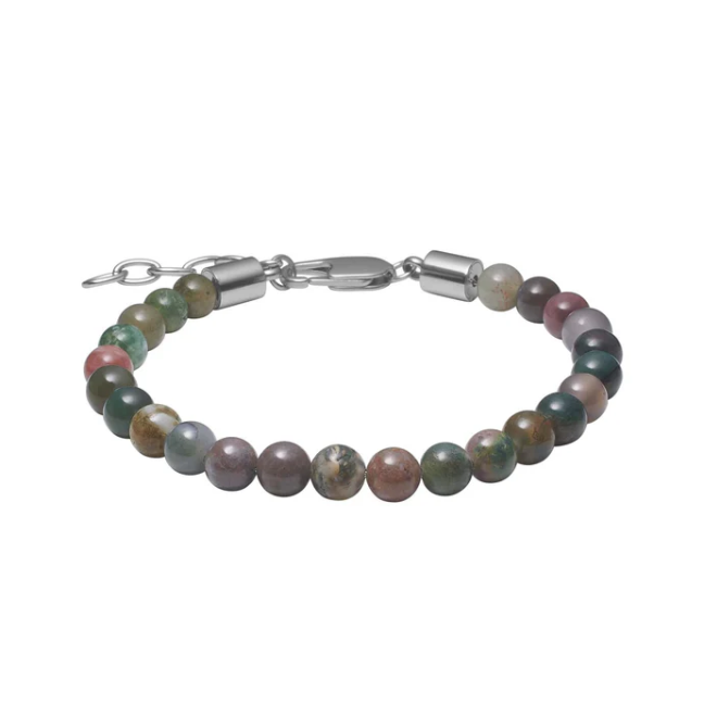 Armband – indverskt agat – stál – 6mm