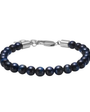 Armband – blátt tígrisauga – stál – 6mm