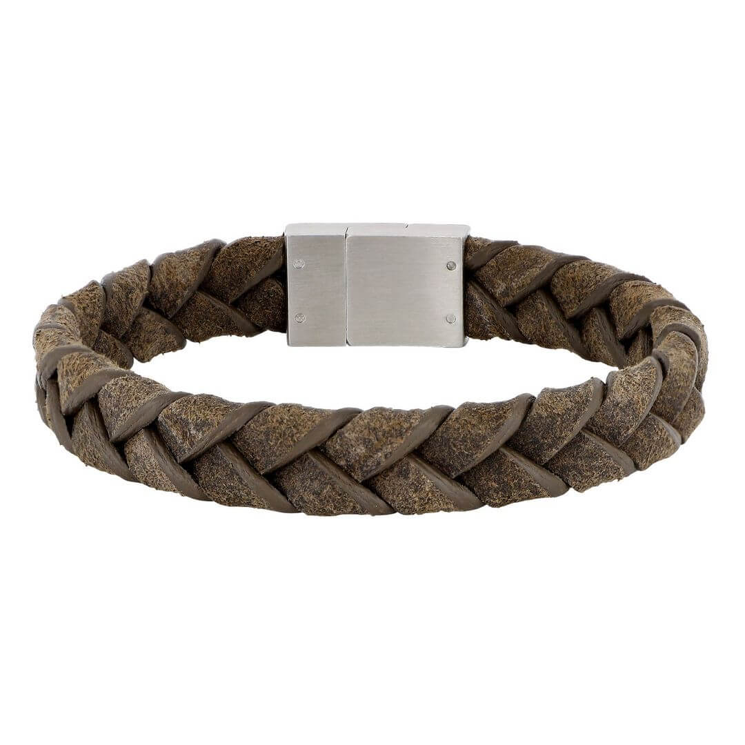 Grátt leðurarmband 