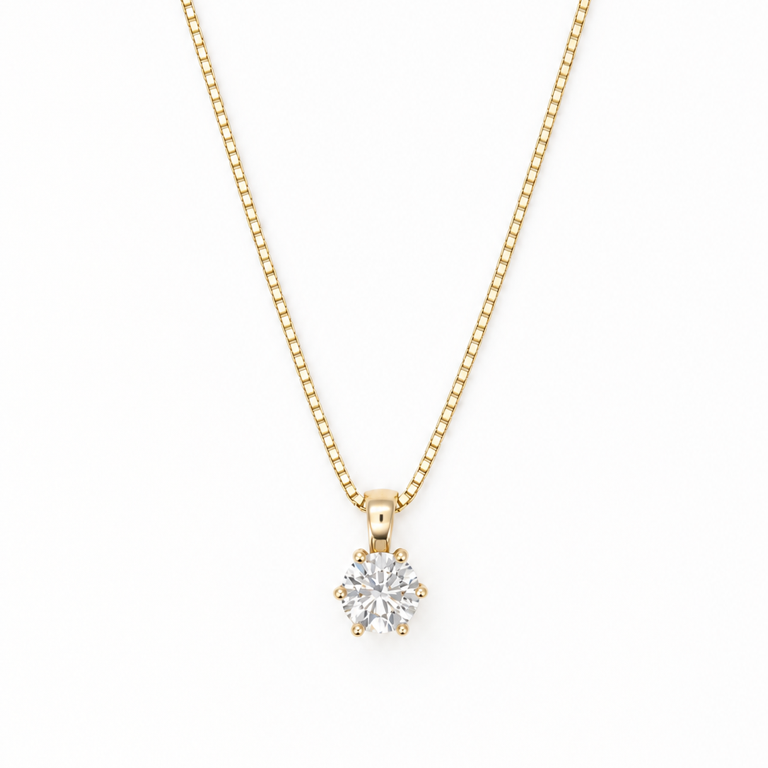 GULLHÁLSMEN – 14 KT – DEM 0,50 ct