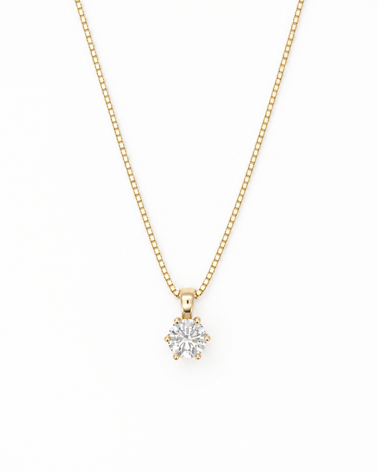 GULLHÁLSMEN – 14 KT – DEM 0,50 ct