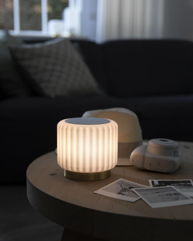 Led Borðlampi – Hátalari - Hvítur