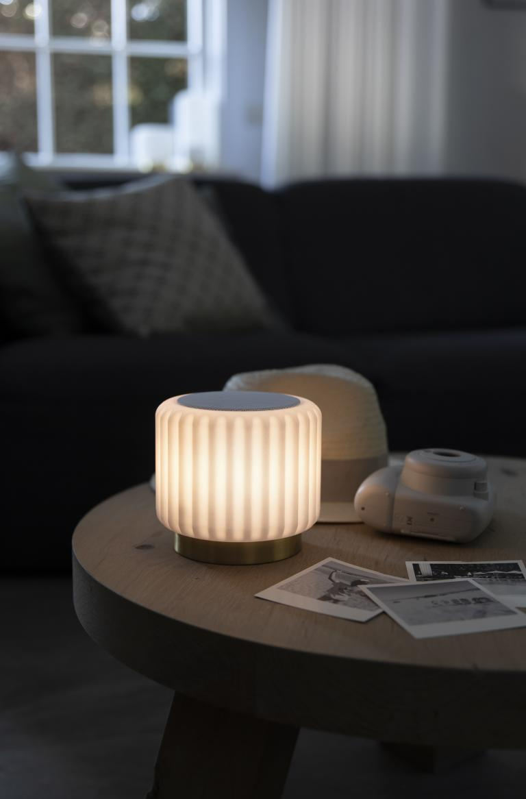 Led Borðlampi – Hátalari - Hvítur