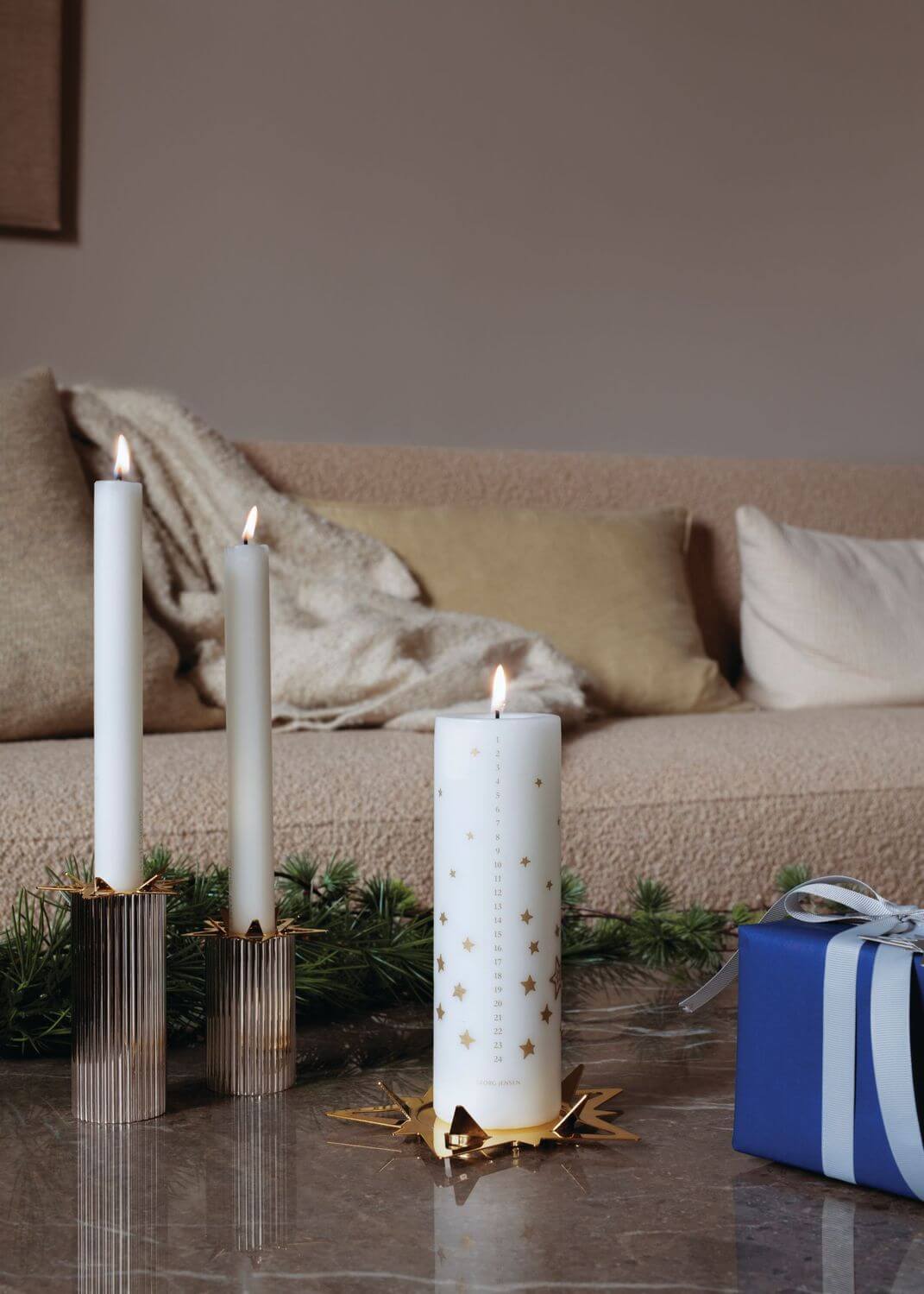 Georg Jensen Classic Christmas kertastjaki gull
