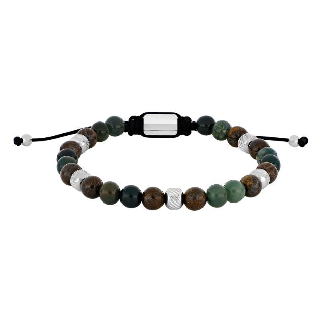 Armband – grænt agat/ilmenít bronsítít – 8mm