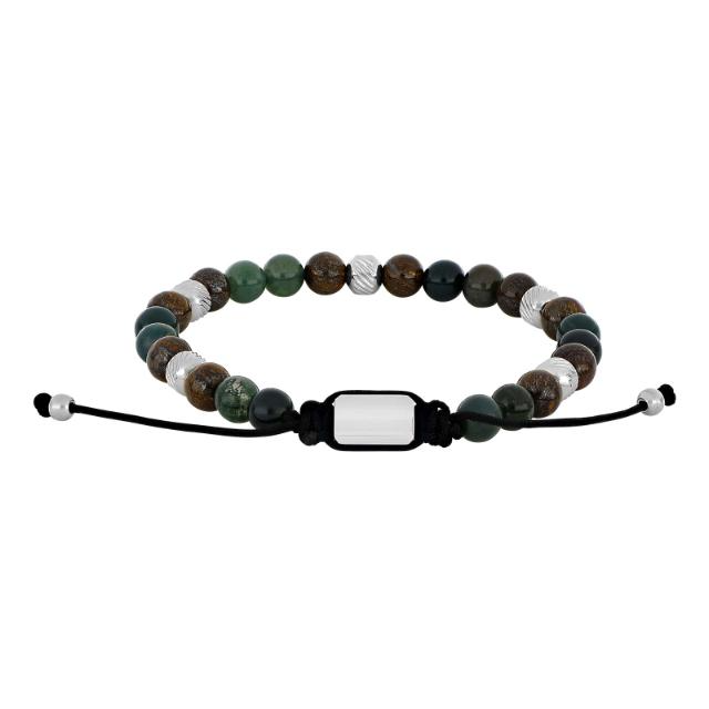 Armband – grænt agat/ilmenít bronsítít – 8mm