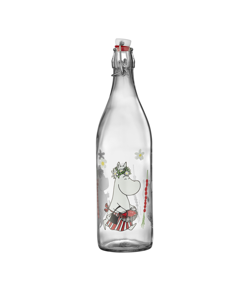 Moomin glerflaska 1l Wild Strawberries