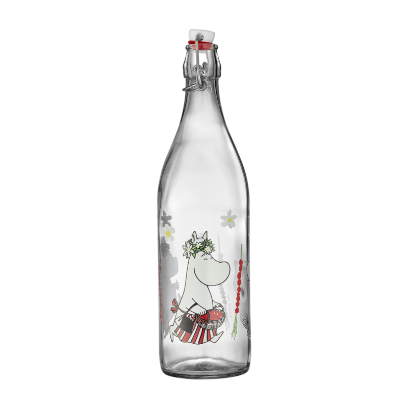 Moomin glerflaska 1l Wild Strawberries
