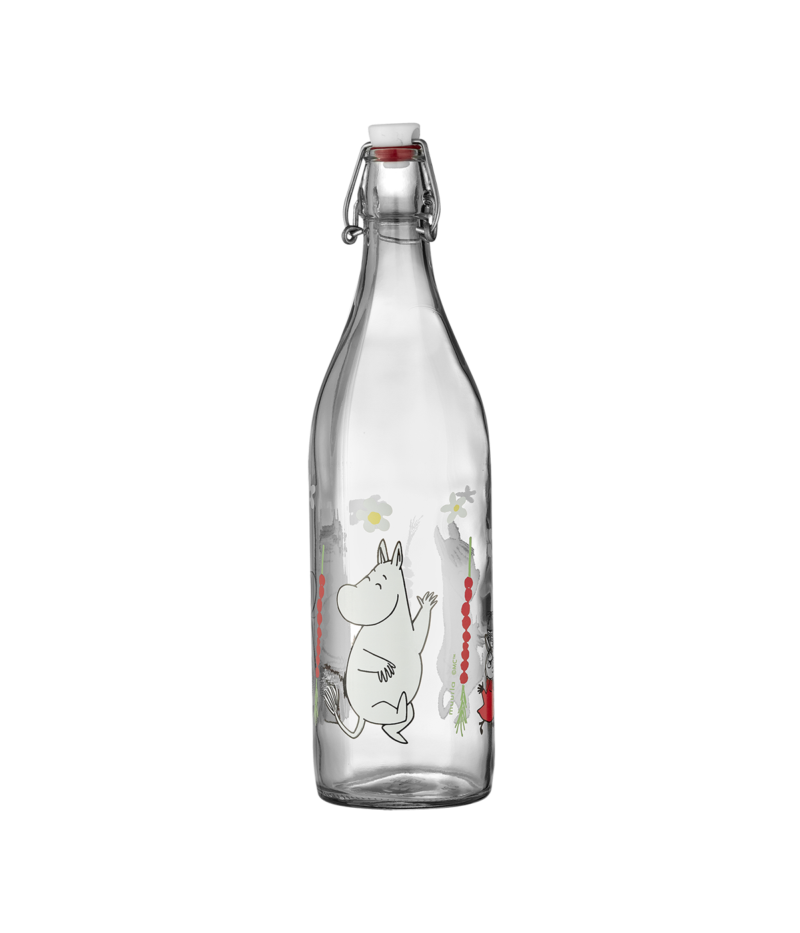 Moomin glerflaska 1l Wild Strawberries