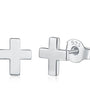 TINY CROSS EARRINGS SILVER