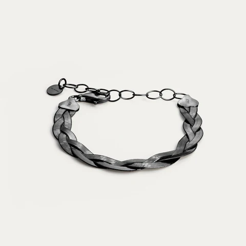BY•L – FOSSFLÉTTA MIRROR ARMBAND – SVART