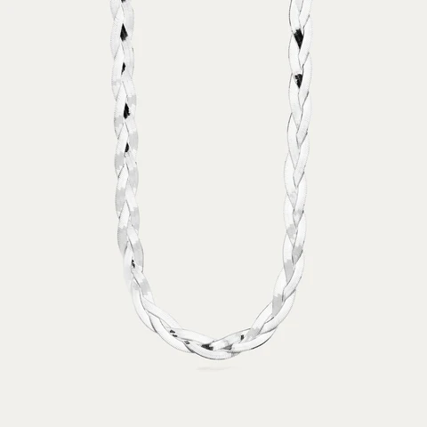 BY•L – FOSSFLÉTTA MIRROR HÁLSFESTI - RHODIUM