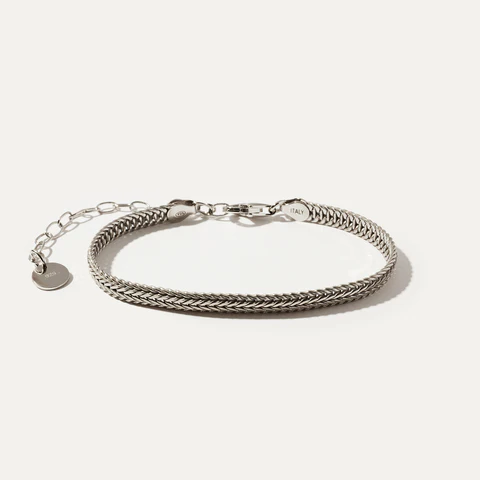 BY•L – SPINE ARMBAND MEÐ FLÉTTU - RHODIUM