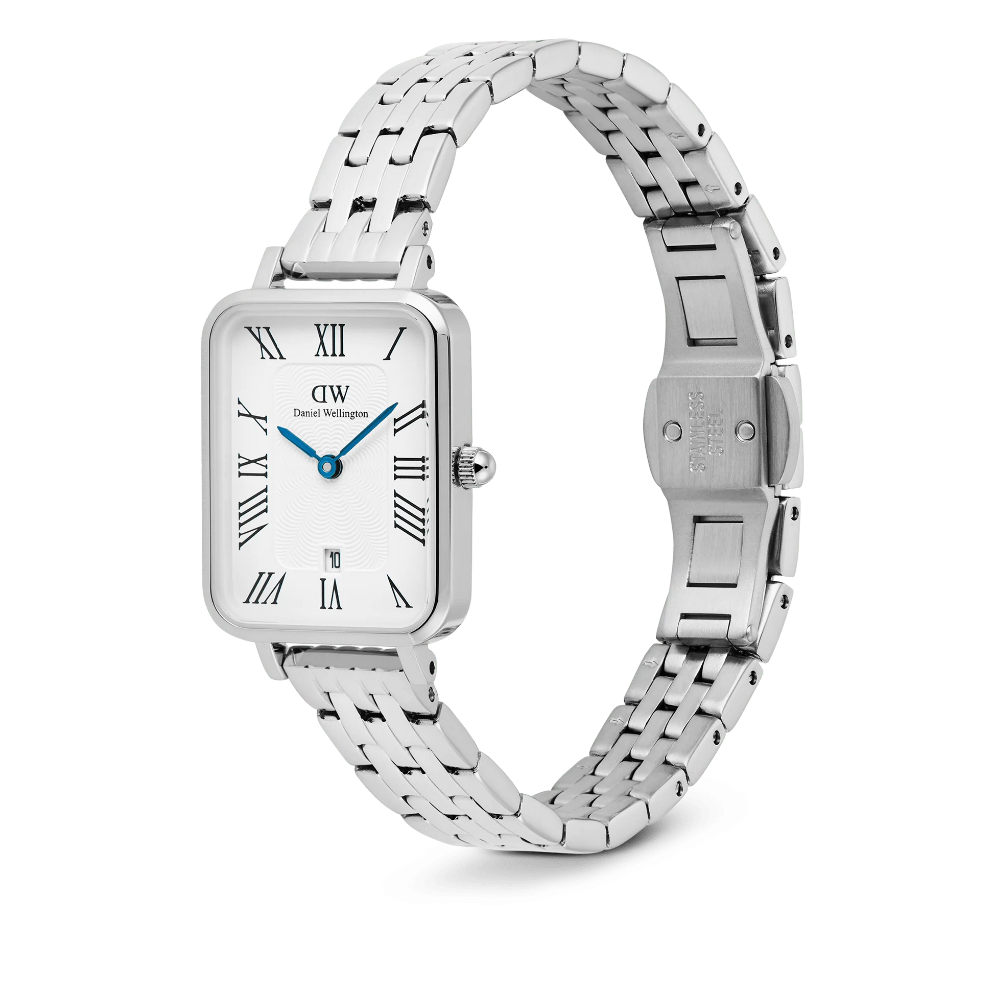 Daniel Wellington – Quadro Roman Numerals Date 5-link Silver