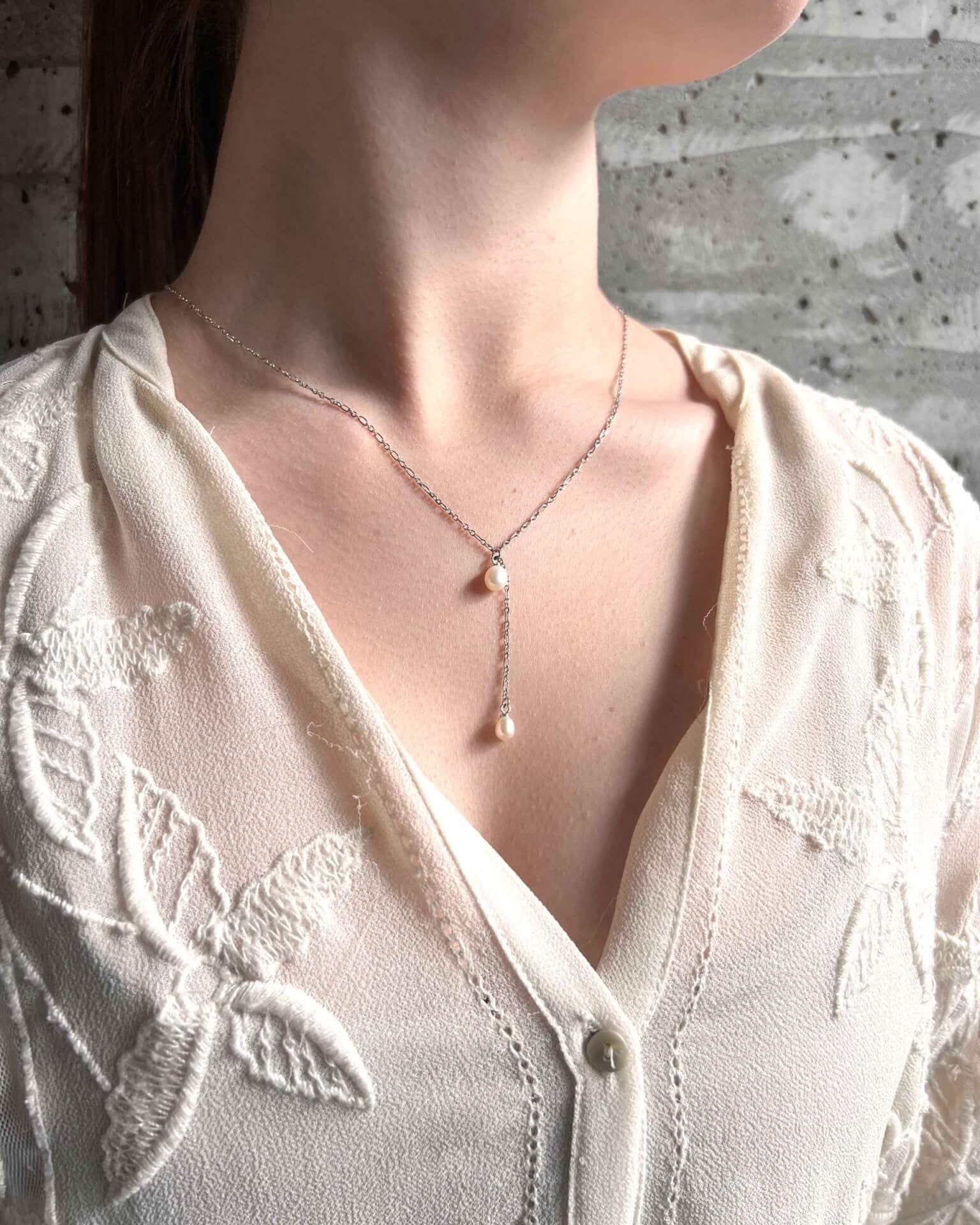 BYLOVISA – HAF – FÍN KEÐJA MEÐ 2 PERLUM