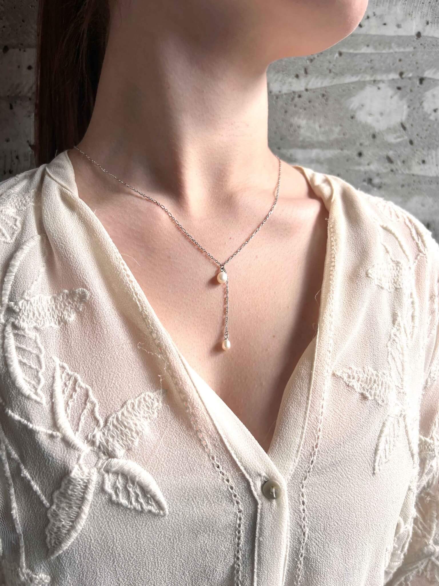 BYLOVISA – HAF – FÍN KEÐJA MEÐ 2 PERLUM