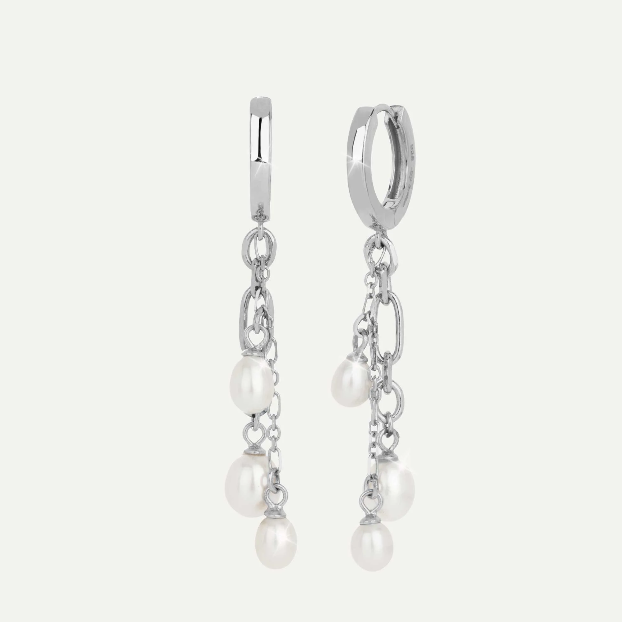BY•L – Haf eyrnalokkar með 3x perlum - rhodium