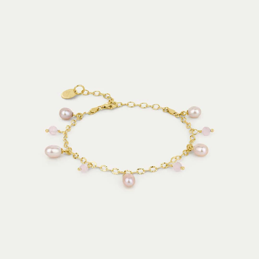 Haf Pink armband - Bleikar perlur & Rose Quartz