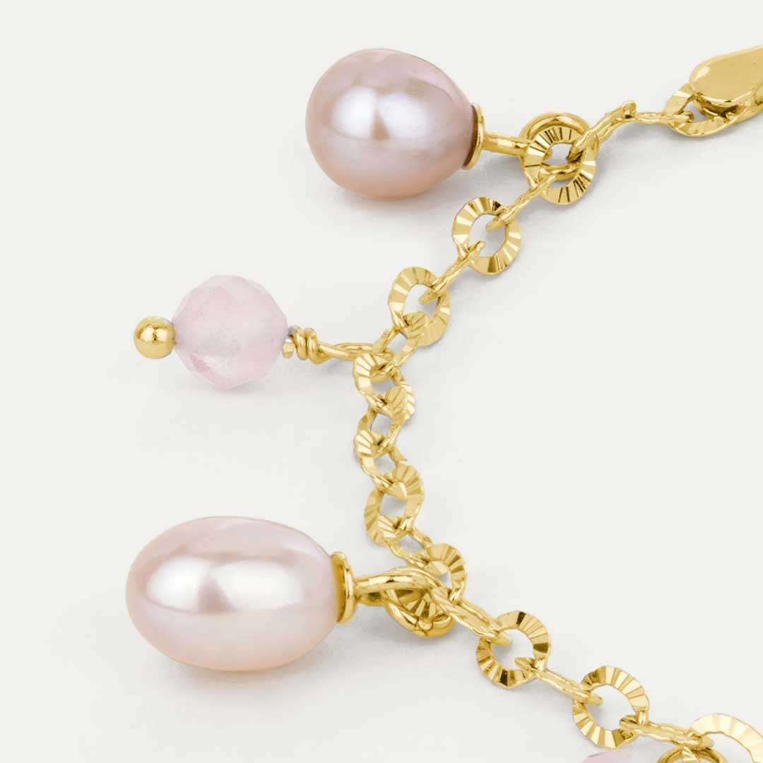 Haf Pink armband - Bleikar perlur & Rose Quartz