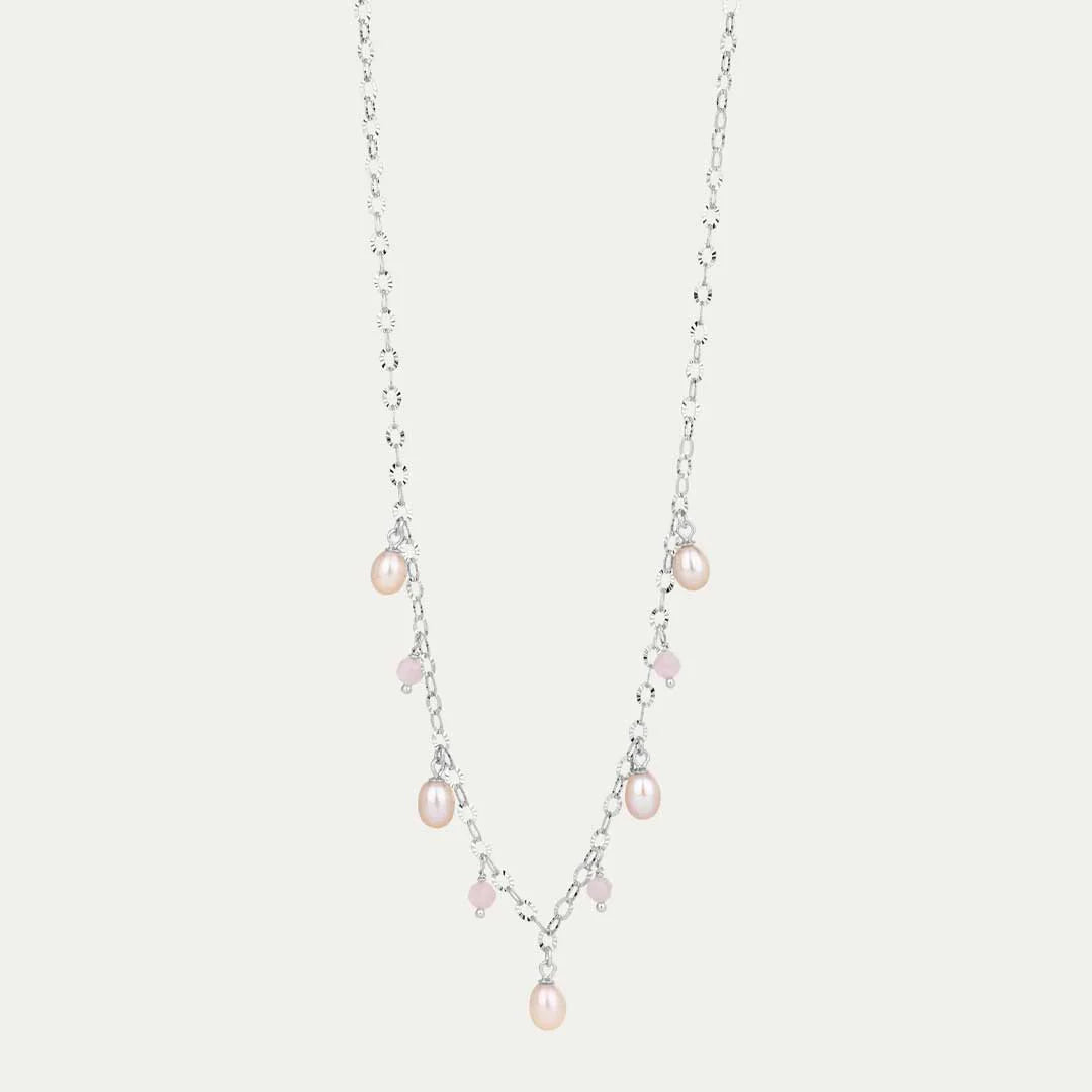 Haf Pink hálsfesti - Bleikar perlur & Rose Quartz