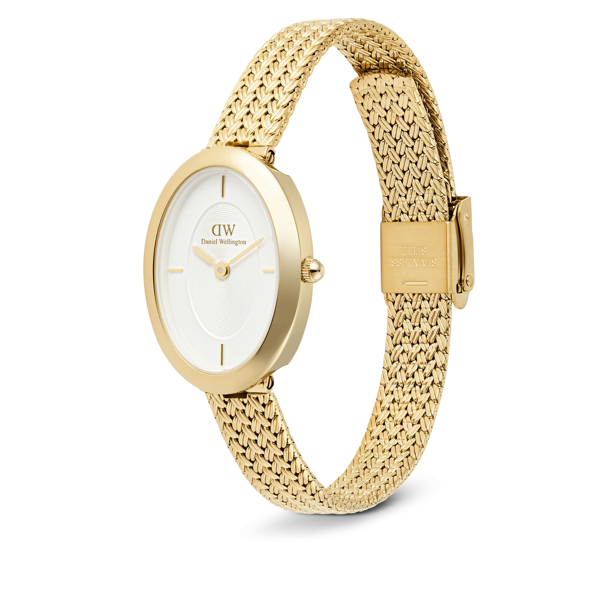 Daniel Wellington – Juliette fléttað net úr hvítu og gullnu sólargeislaúri – 20x26 mm
