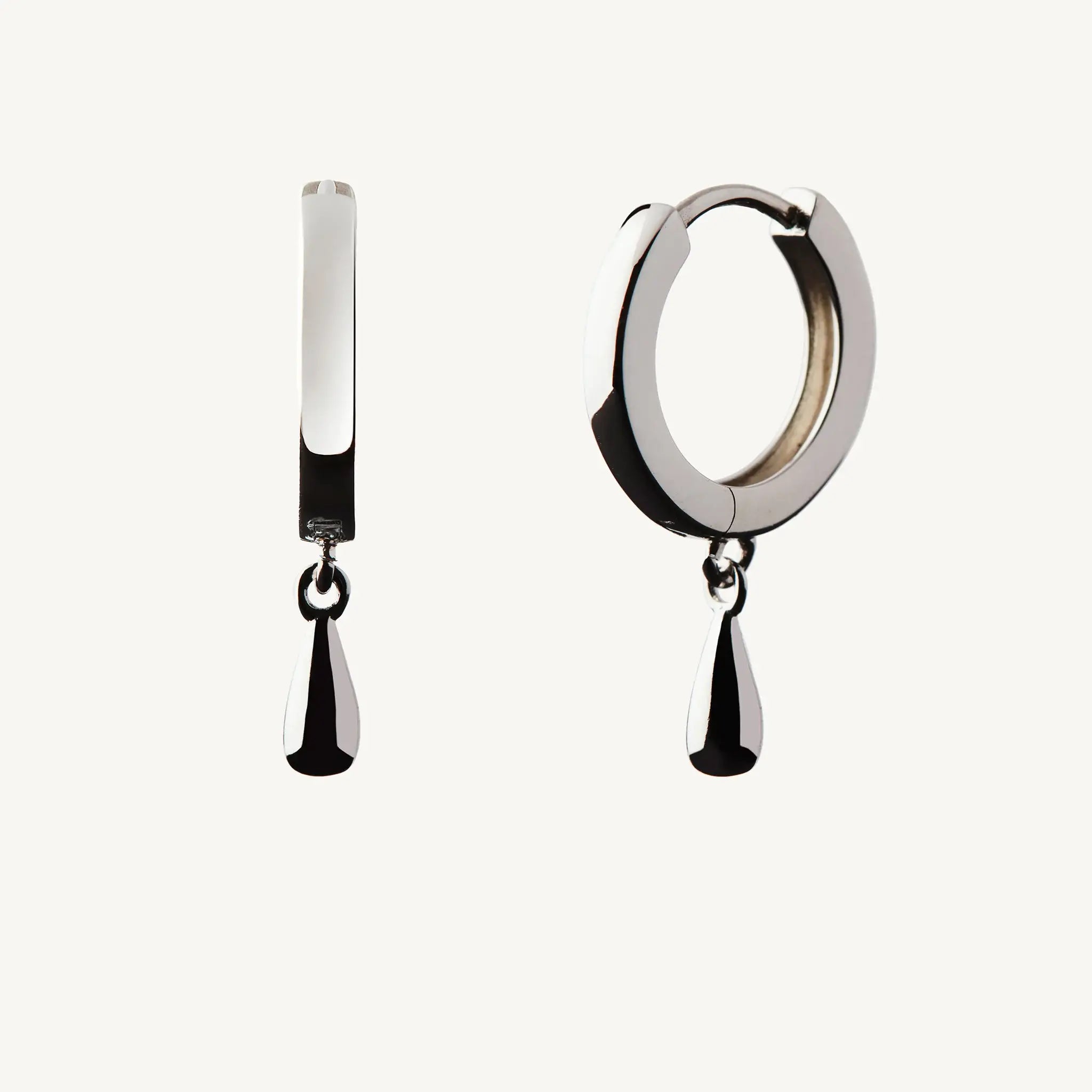 BY LOVISA - Stilla litlir hoops með litlum dropa - rhodium