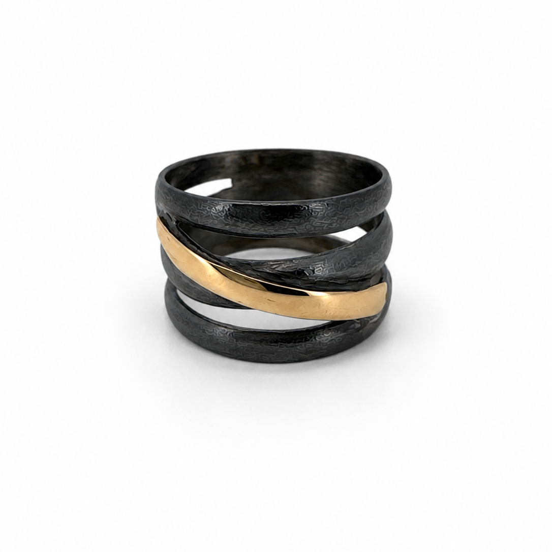 SILFURHRINGUR MEÐ 14 KT GULLI