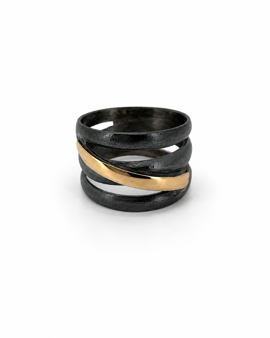 SILFURHRINGUR MEÐ 14 KT GULLI