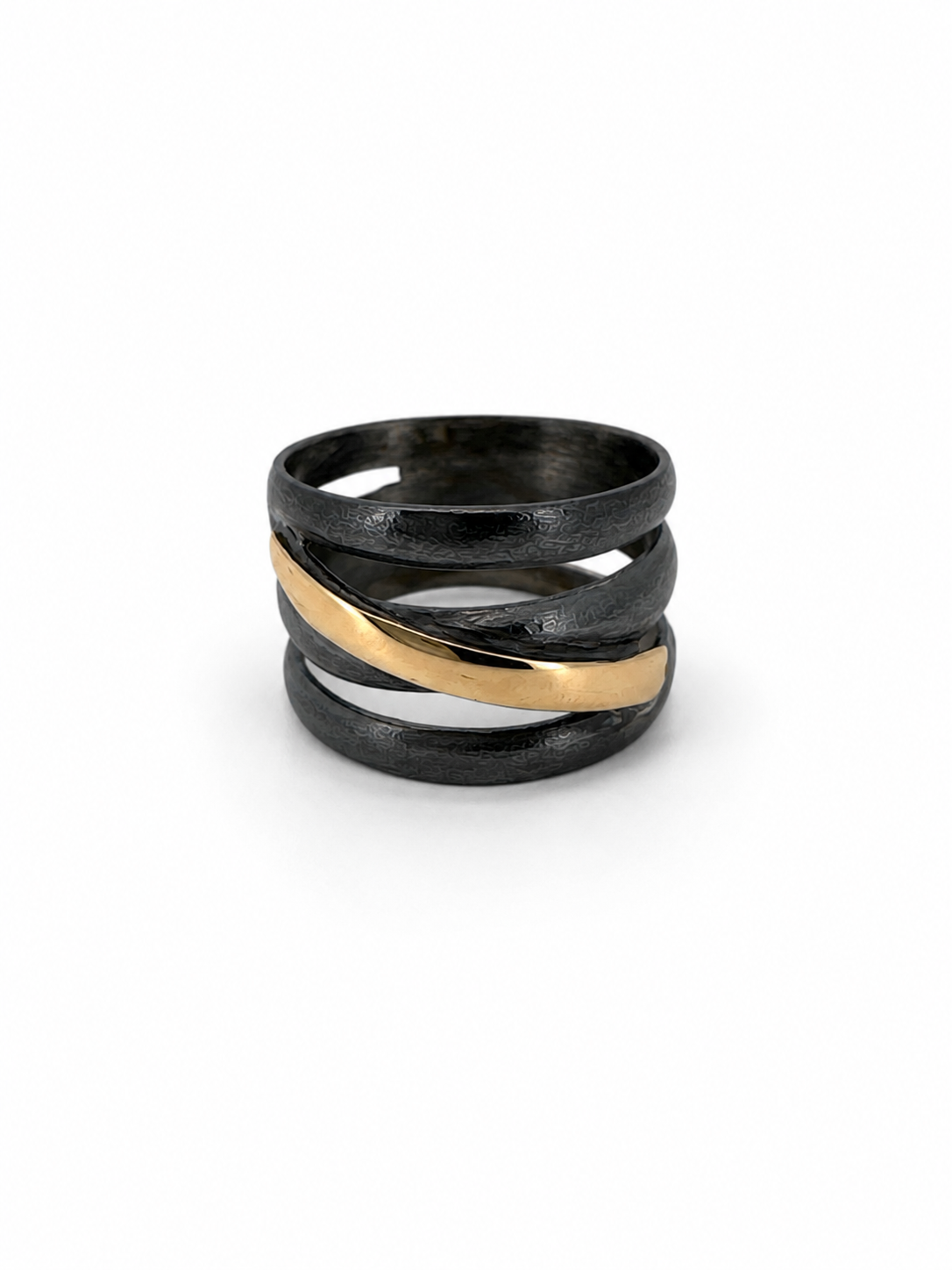 SILFURHRINGUR MEÐ 14 KT GULLI