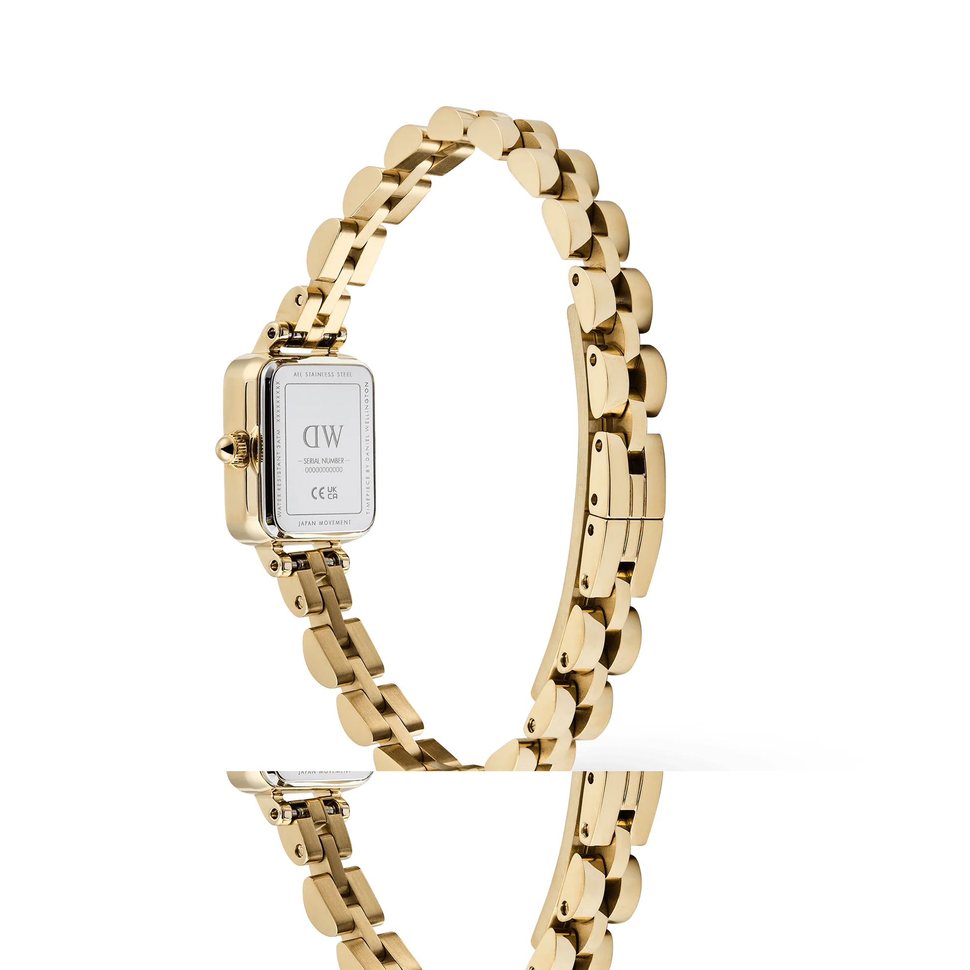 Daniel Wellington – Quadro Mini Arch 3-link hvítt Sunray gull – 15,4 x 18,2 mm