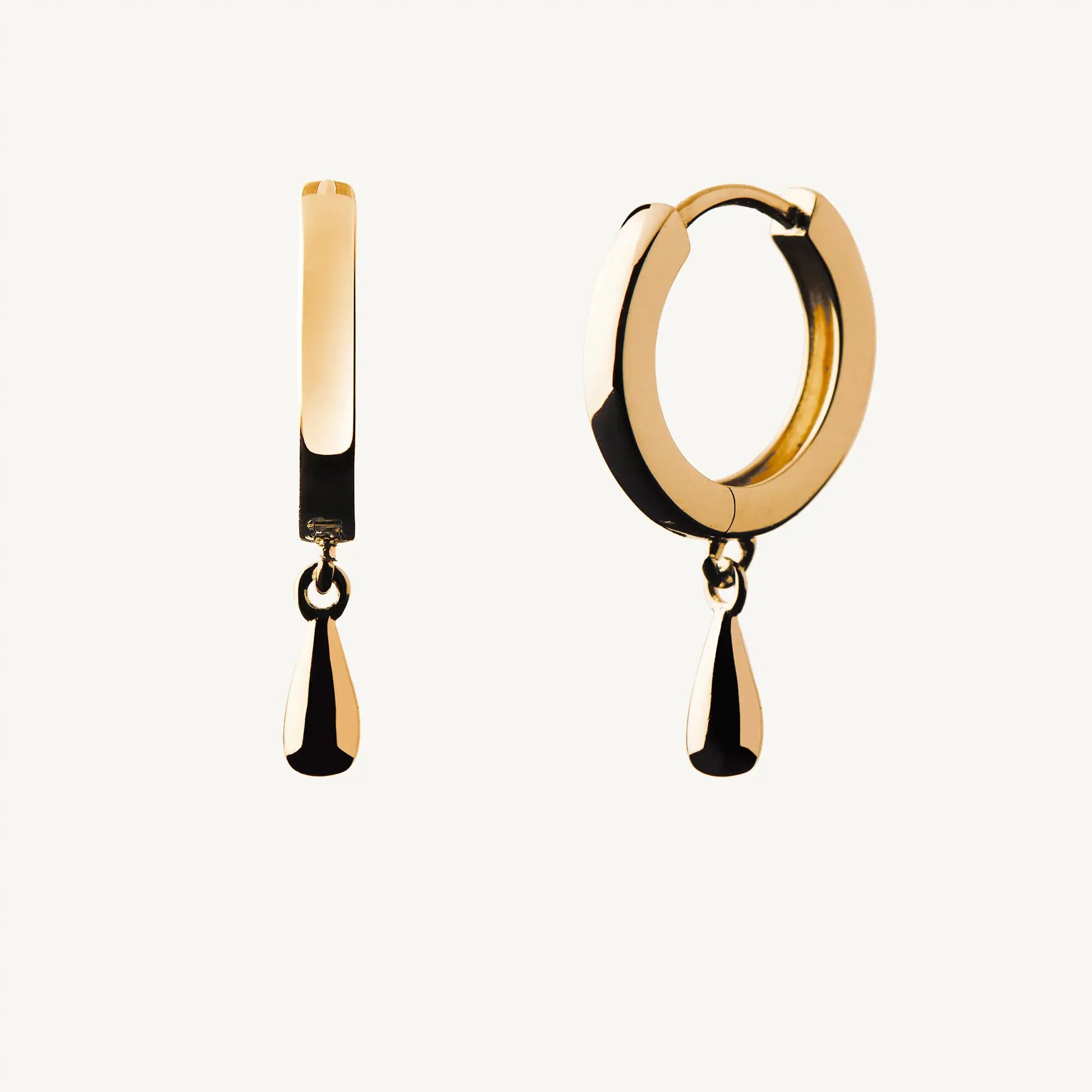 BY LOVISA - Stilla litlir hoops með litlum dropa - gylltir