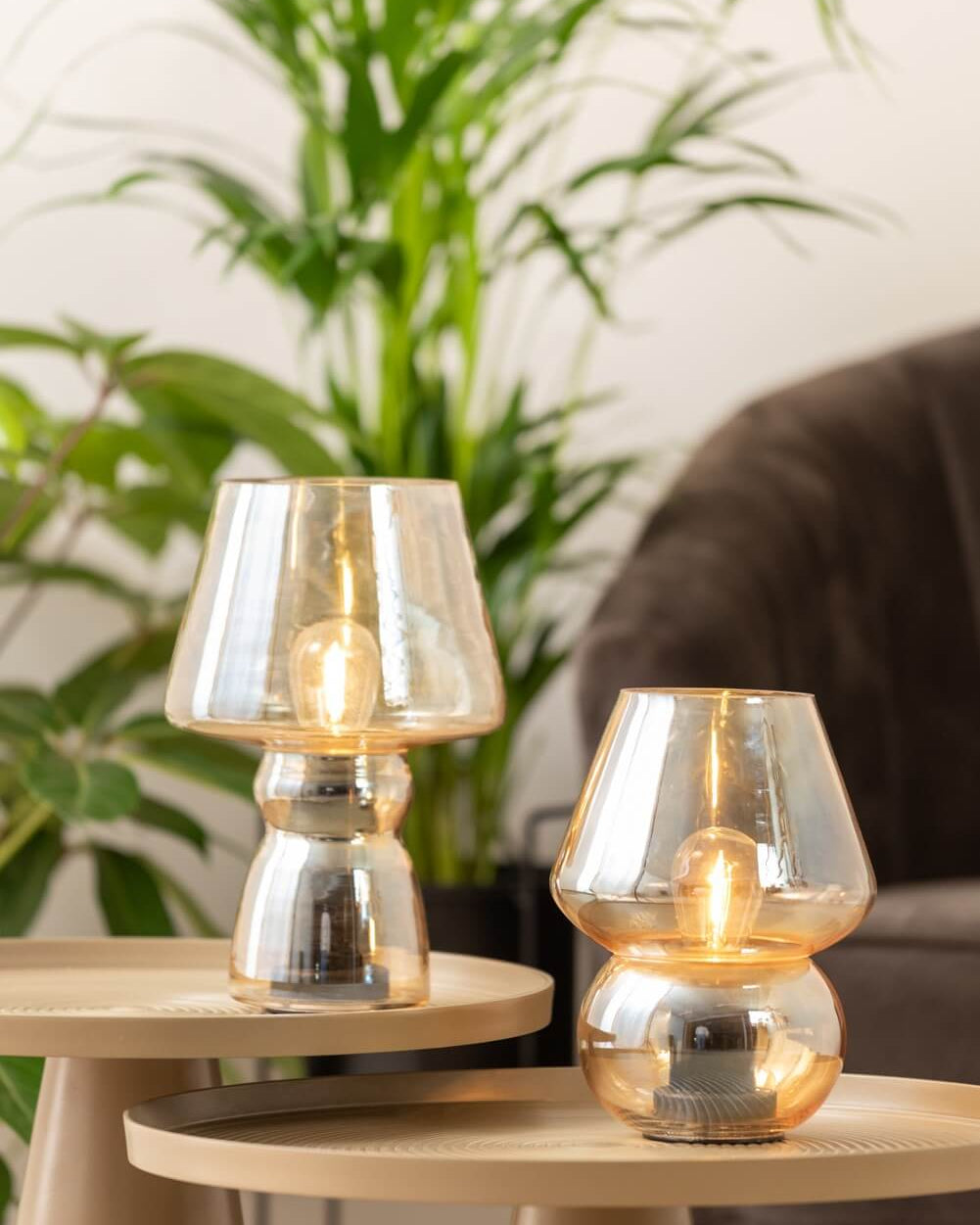Led borðlampi – Gler – Brúnn