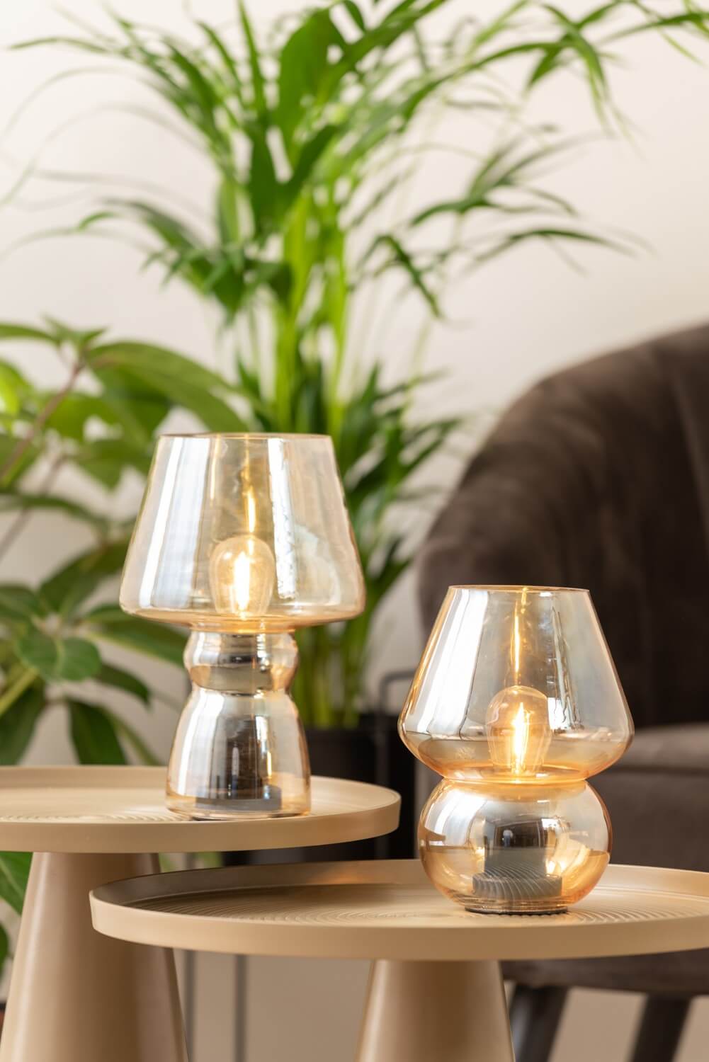 Led borðlampi – Gler – Brúnn