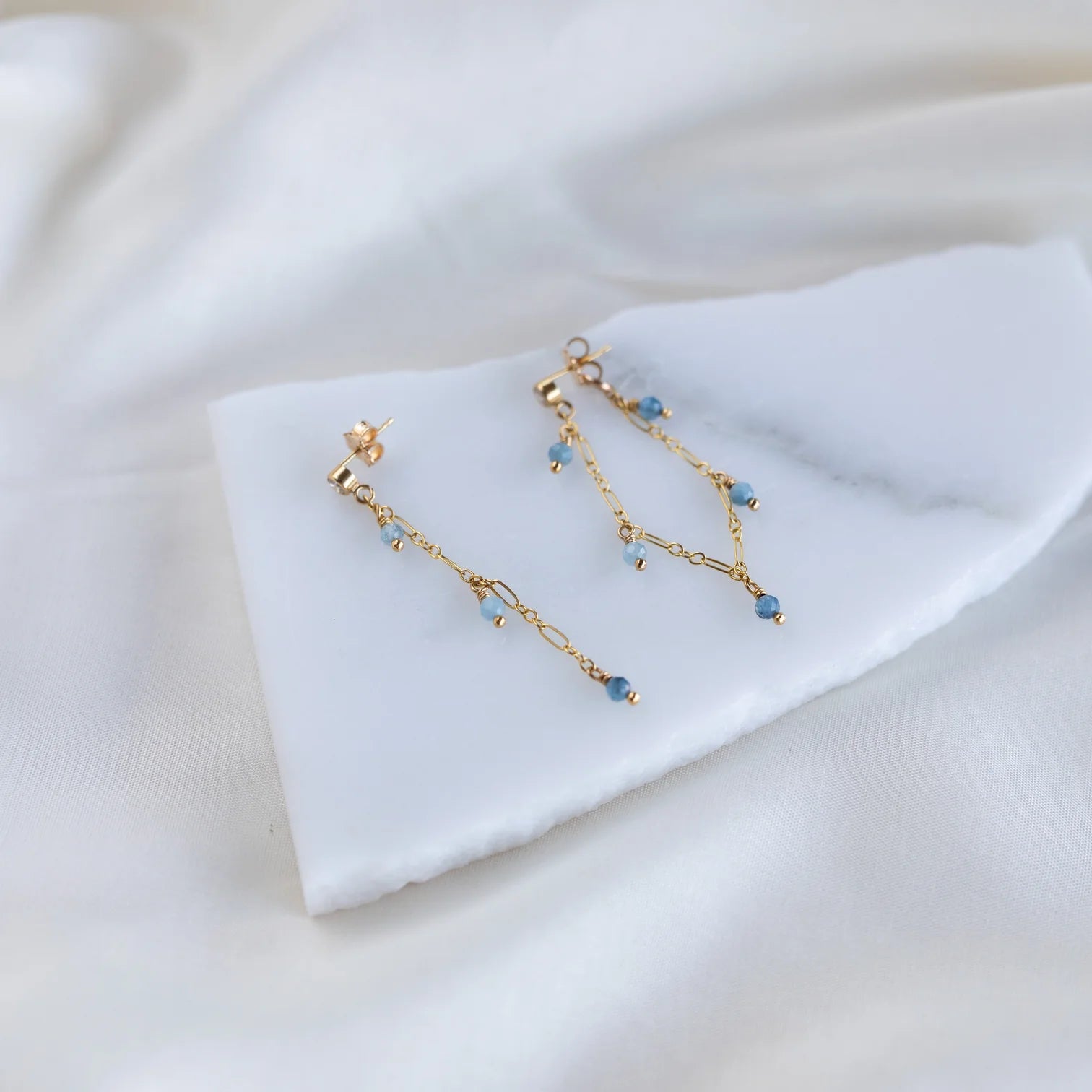 Aquamarine Tassel Earrings