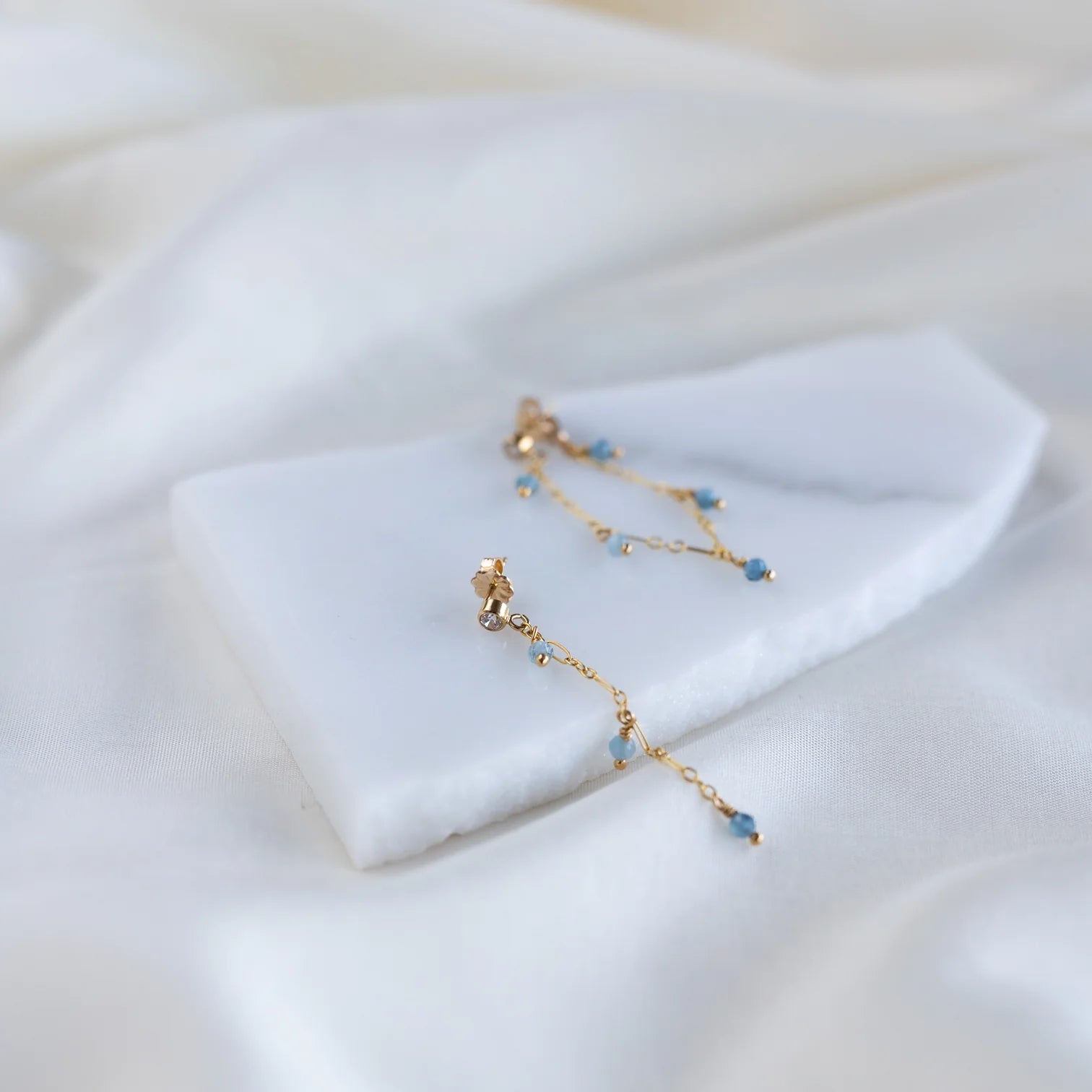 Aquamarine Tassel Earrings