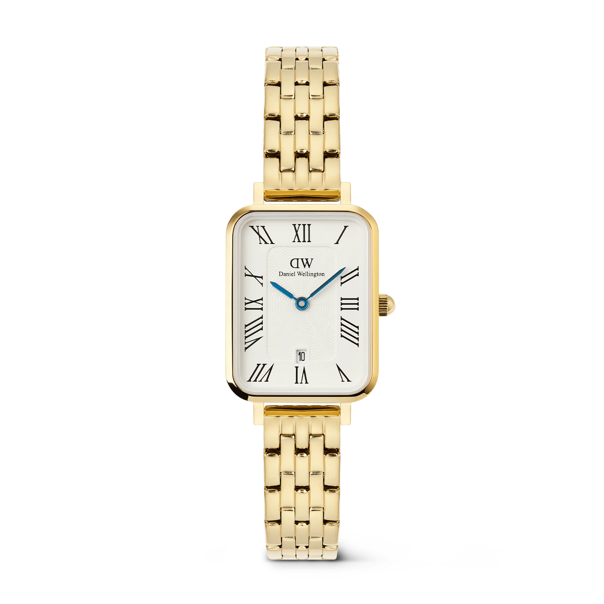 Daniel Wellington – Quadro Roman Numerals Date 5-link Gold