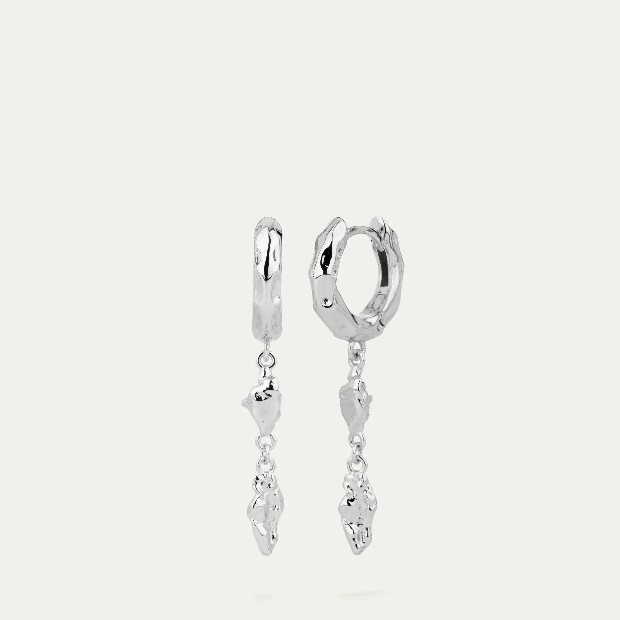 BY•L – Örkörk eyrnalokkar 15mm hringir m/ 2x örkum - rhodium