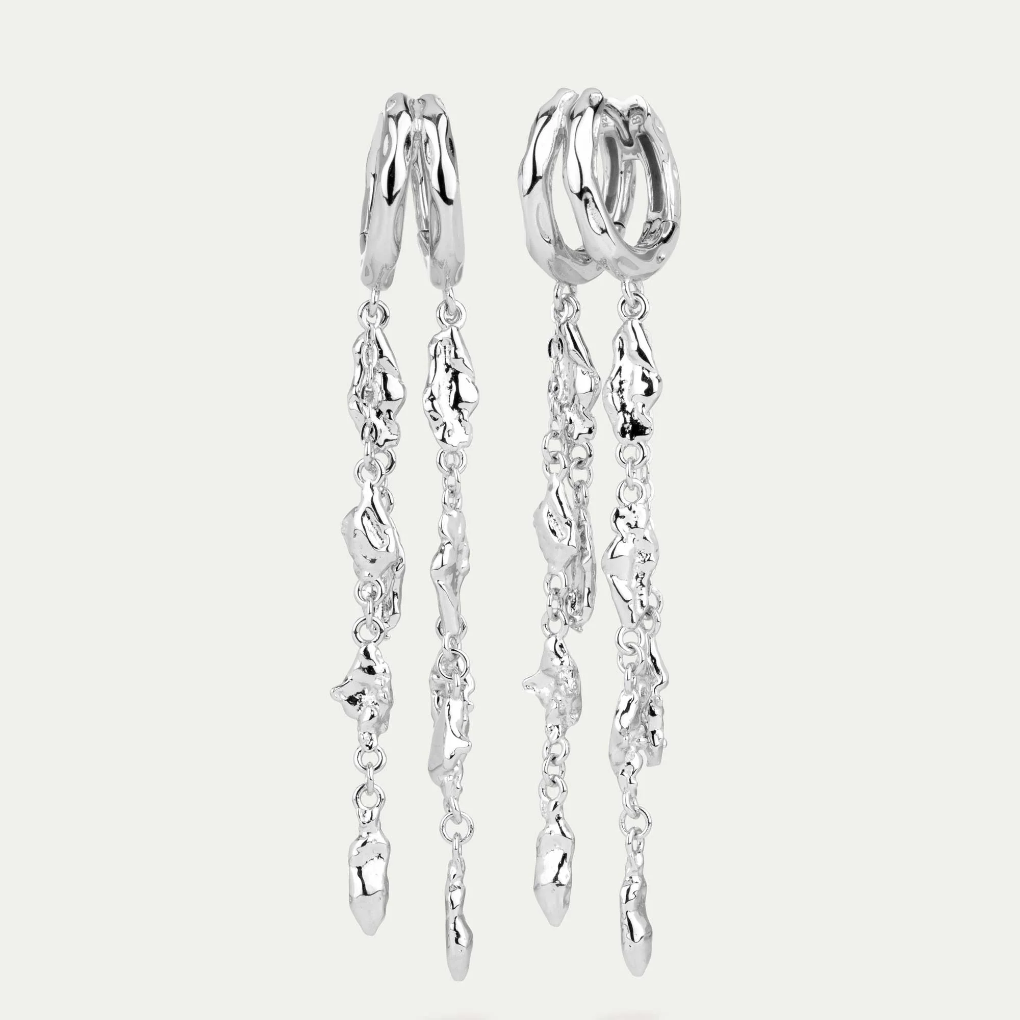 BY•L – Örkörk tvöfaldir hoops með örkum - rhodium