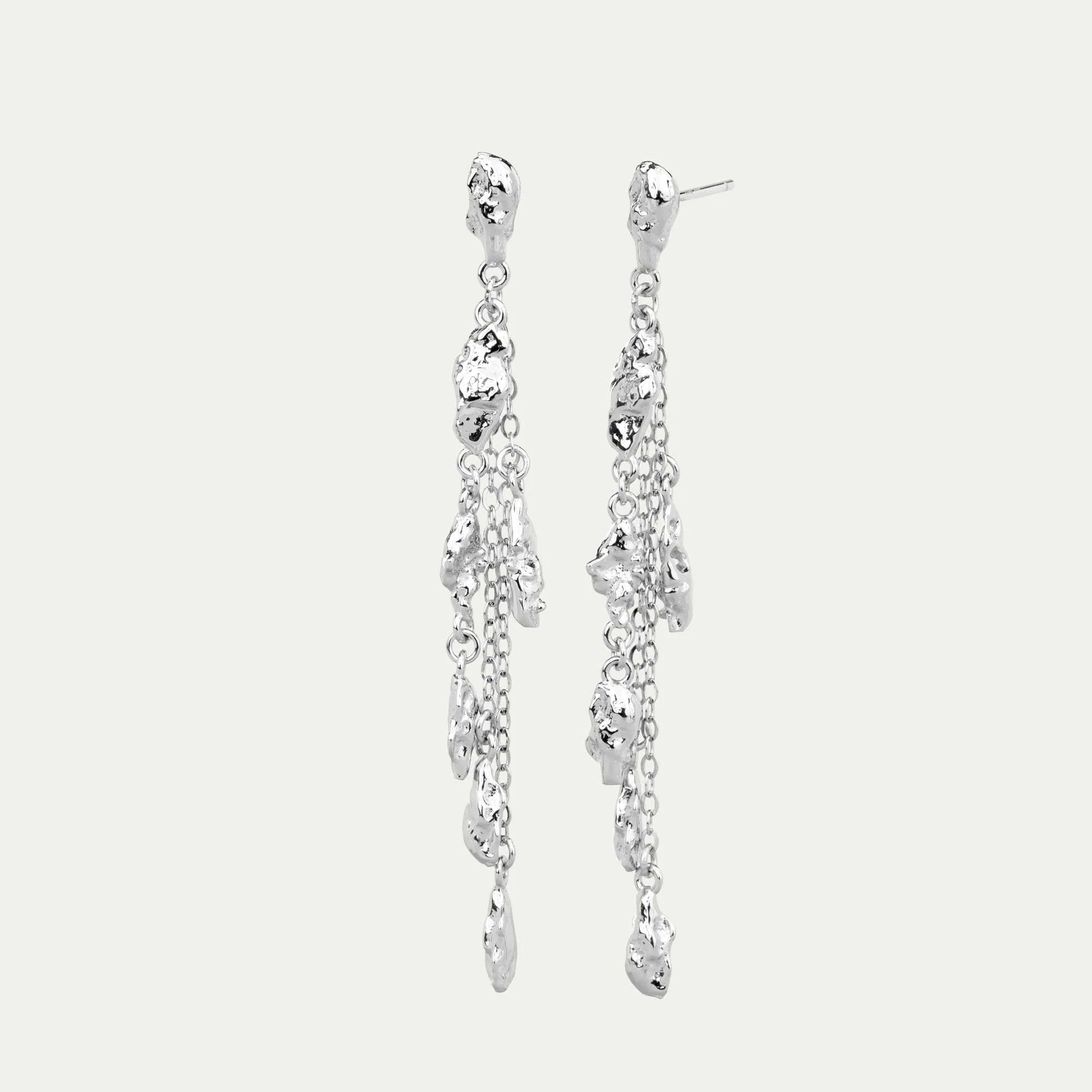 BY•L – Örkörk eyrnalokkar stud með keðjum – rhodium