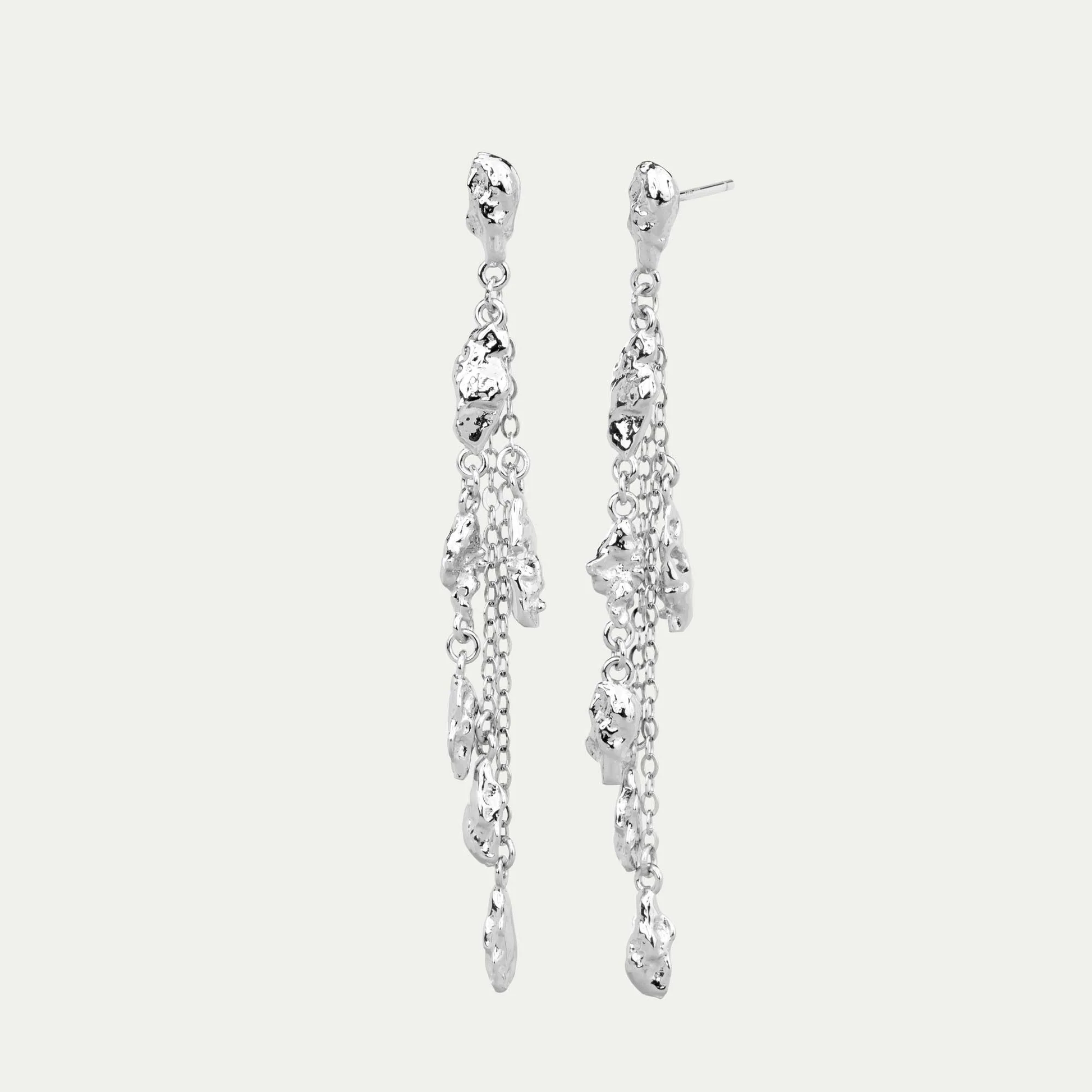 BY•L – Örkörk eyrnalokkar stud með keðjum – rhodium