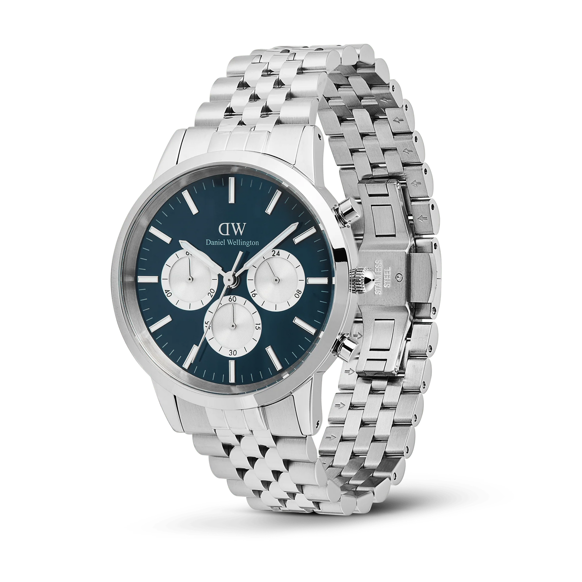 Daniel Wellington – Táknrænt krónografúr Arch með 5 hlekkjum Arctic Panda silfur – 42 mm