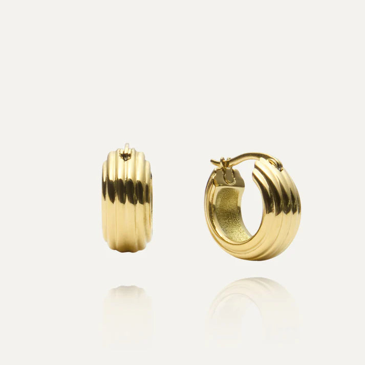 Edge Ribbed Small Hoops