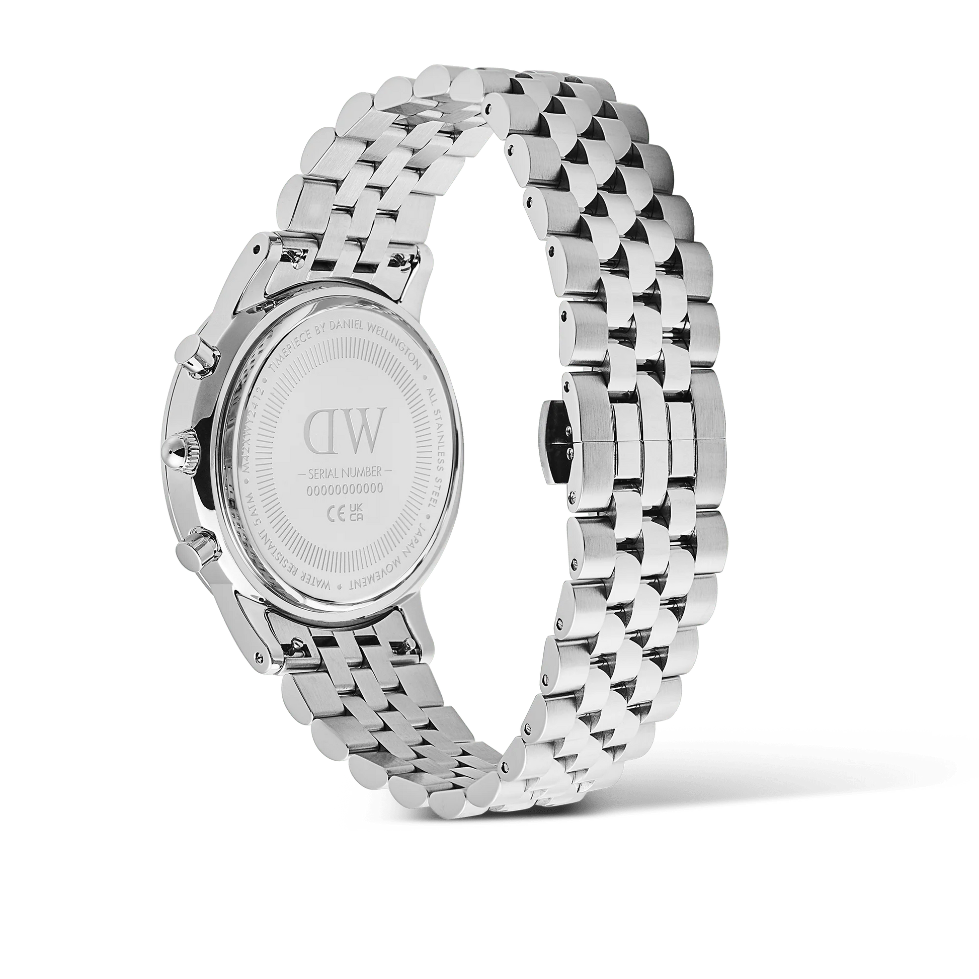 Daniel Wellington – Táknrænt krónografúr Arch með 5 hlekkjum Arctic Panda silfur – 42 mm
