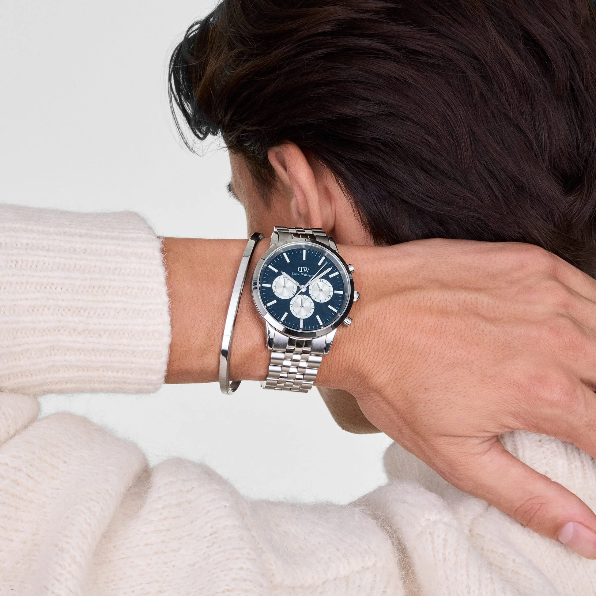 Daniel Wellington – Táknrænt krónografúr Arch með 5 hlekkjum Arctic Panda silfur – 42 mm