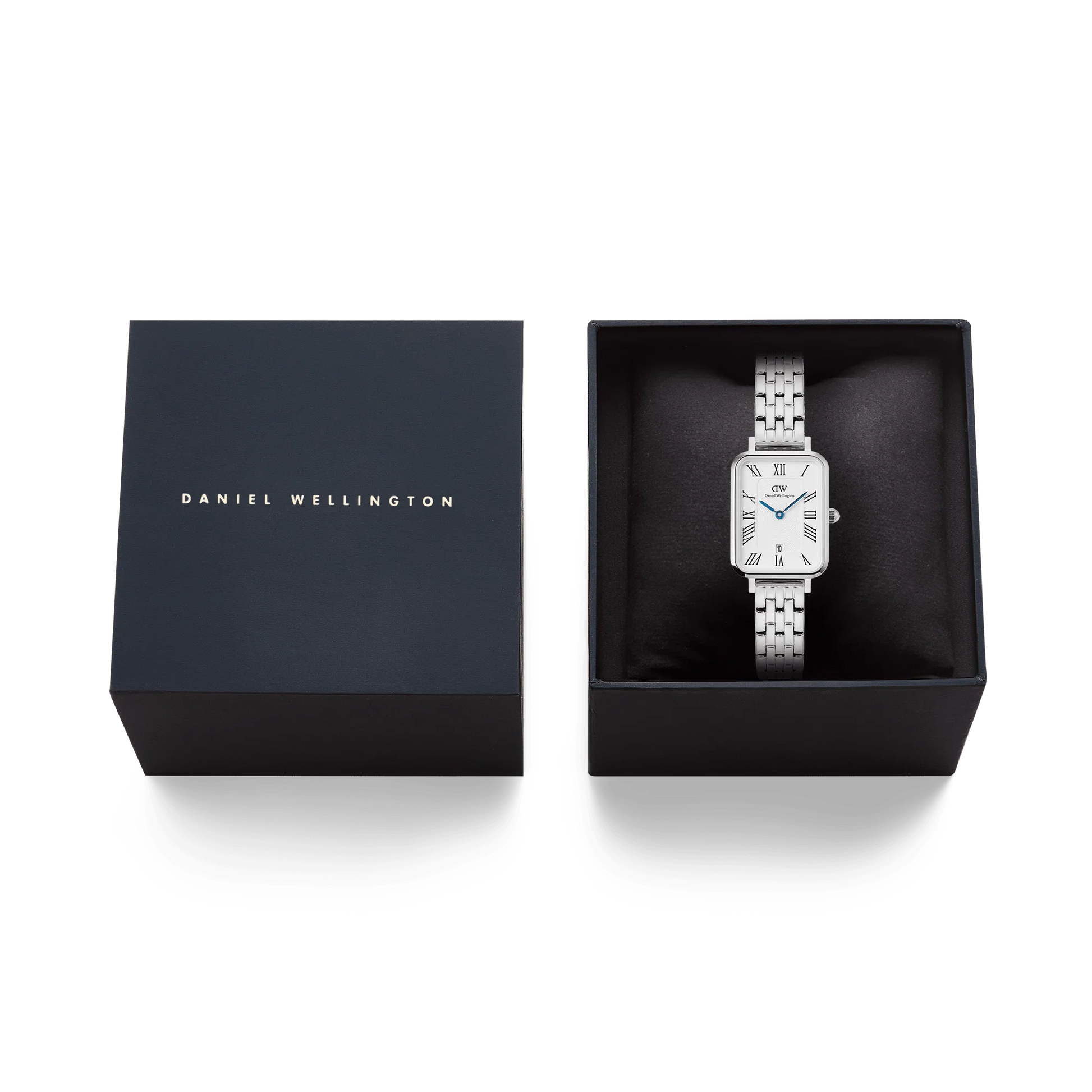 Daniel Wellington – Quadro Roman Numerals Date 5-link Silver